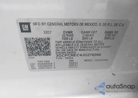 2018 Chevrolet Silverado 1500 1Lt from USA, damaged, VIN 3GCPCREC4JG276966